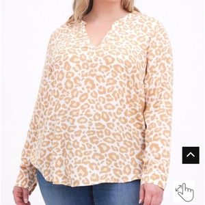 TORRID NWOT Georgette Leopard Pullover Long Sleeve Blouse Size 2